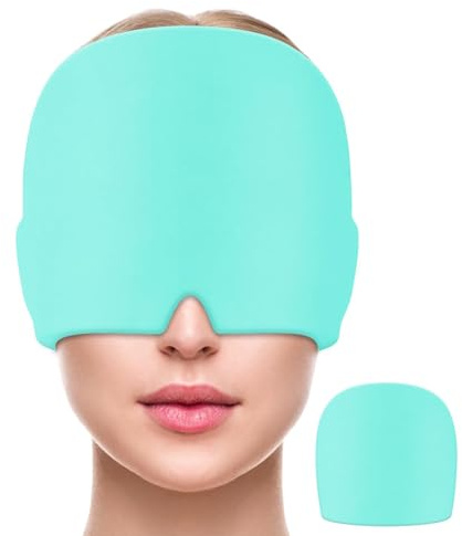 MIVORA Migräne Maske,Migräne Mütze Kopfschmerzen & Migräne Relief Hut Kühlmütze Kühlpacks Kühlende Schlafmaske Migräne Haube Migräne Kappe (Blau)