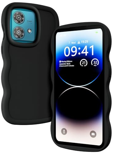 XINYEXIN Custodia Wavy per Motorola Edge 40 Neo | Cover in Silicone Morbido, Bordo Ondulato, Antiurto, Presa Comoda, Nero
