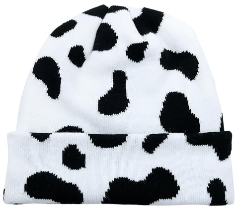 BrightGlow Beanie-Mütze mit Tierdruck für Damen und Herren Kuh-Pttern-Strickmütze Warm Strickmütze mit Leopardenmuster Zebra-Muster-Hut-mütze Wintermützen mit Bündchen Totenkopf-Mütze