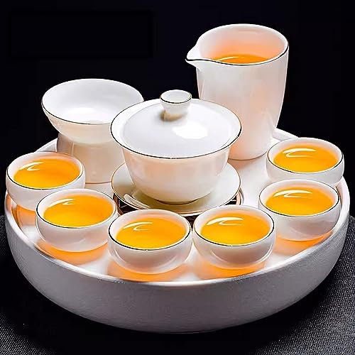 JKJZSALJ Service À Thé, Service À Thé De L'Après-Midi Service À Thé pour Adultes Service À Thé en Porcelaine Blanche Suet Jade, Service À Thé en Céramique Et Ensemble De Plateaux (1)