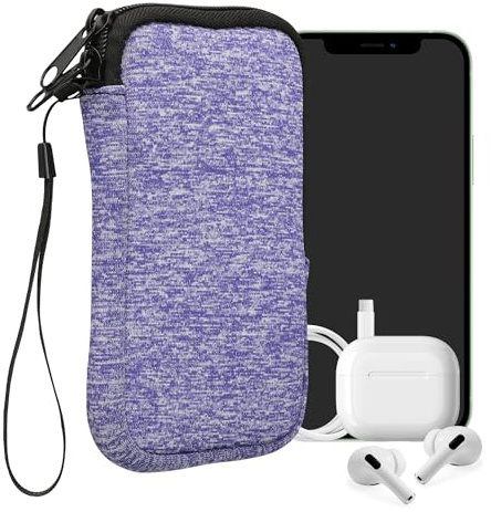 kwmobile Handytasche für Smartphones M - 5,5 - Neopren Handy Hülle Jeansblau Weiß - Handy Tasche 15,2 x 8,3 cm Innenmaße