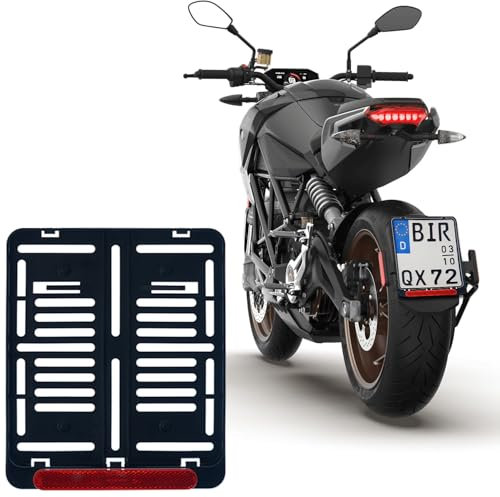 1x Kennzeichenhalter DE Für Kennzeichen im Format 180 x 200 mm 18 x 20 cm (für Motorrad Roller) Material Kunststoff Schwarz (Unlackiert) Mit Rückstrahler Reflektor mit Zulassung