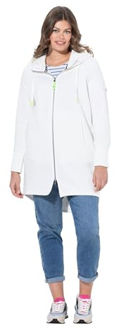 Laurasøn Sweatjacke, lang geschnitten, Kapuze, Taillen-Tunnelzug hinten, Langarm Offwhite 56+ 836591200-56+
