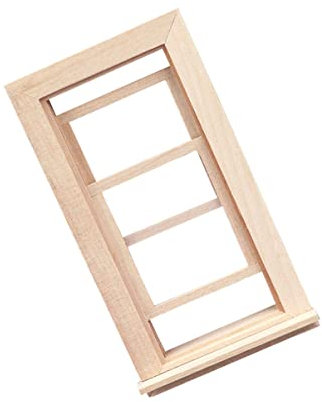 Abaodam 1:12 Dollhouse Wooden Window Craft Decorative Doll Furniture Playhouse Window Frame Simulation Design for Boys and Girls' Room Decor