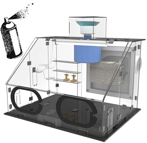 Transparent Paint Booth Kit,Portable Airbrush Spray Booth,40w Exhaust Fan & Adjustable Temperature Heater,Paint Spray Box Set with Led Lights,Model Parts Spray Booth for Enthusiast(Transparent)