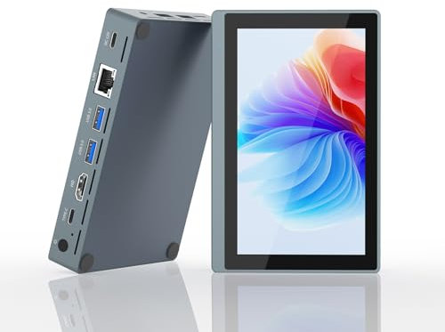 OuuOee Mini PC Win 11 Pro, Celeron N5095 Windows Tablet with Fan, 8GB DDR4, 128GB ROM, EMMC 4K60Hz Mini Desktop with Screen, Micro PC 4K 60Hz Triple Display (8+128GB)