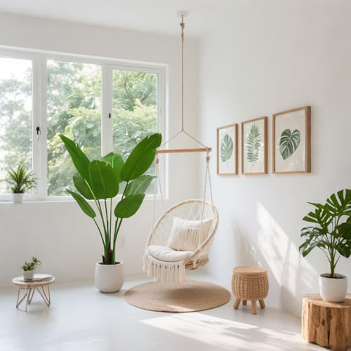 PlusFive Plante artificielle d'oiseau de paradis - 120 cm - Bananier artificiel - Plante de strelitzia - Palmier artificiel - Pour balcon, décoration d'intérieur et d'extérieur