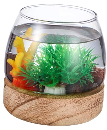 VICASKY Glas Goldfischschale Robustes Aquarium Terrarium Vase Runder Fischglas Dekoration Für Desktop Wohnzimmer Centerpiece