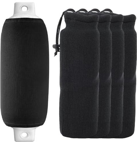 Jiawu 4 Pacchetti Coperte per Parafango de Barca Marine 9,06″ x 25,59″, Coperture per Paraurti per Barche Elastiche a Maglia per Parafanghi in Stile Tubo Gemello e Corda Centrale