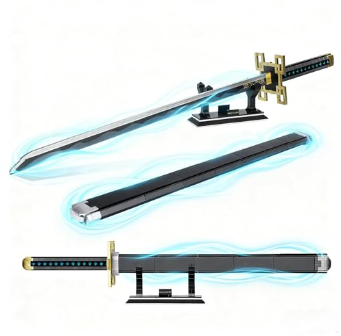 QLT QIAOLETONG Animes Schwert Katana Bausteine Modell Bausatz, 771 Teile 100cm MOC Sword Klemmbausteine mit Scheide und Halterung austeinen Deko Geschenk für Erwachsene