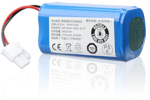 WoskjXas 2800mAh Akku Kompatibel mit iLife A4, A4S, A6, A7, A8, A9, V7, V7s Plus, V7s Pro, X620, Y8H4 Serie Saugroboter Ersatzakku [14.4V/40Wh/2800mAh]