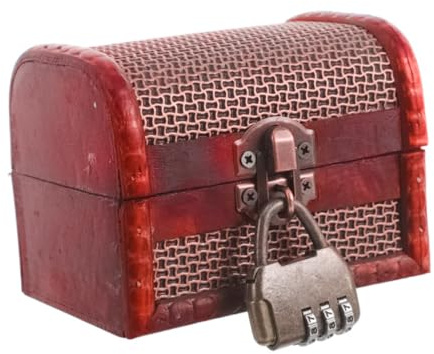 Namvo Coffret à trésor Vintage en Bois avec Cadenas, Mini Coffre de Rangement Antique de Style européen pour Bijoux, Accessoire de Bureau décoratif