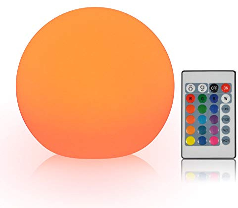 Aumotop LED-Kugelleuchte, Wasserdicht, RGB-Schlafzimmer, Dekorative Lampe für Zuhause, Party, PE-ABS-Fernbedienung, 16 Farben, Wiederaufladbar, für Camping, Balkon, 5,9 Zoll
