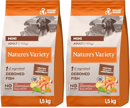 Nature's Variety Original No Grain, Cibo per Cani Adulti Mini con Salmone Diliscato 1.5 Kg (Confezione da 2)