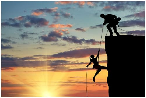 Wallario Küchenrückwand selbstklebend 90 x 60 cm, Motiv: Gemeinsam zum Gipfel | Spritzschutz abwischbar & pflegeleicht