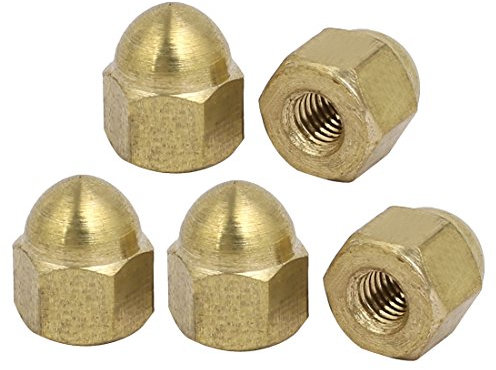 Sourcingmap 5pcs M3 Female Thread Nut DIN1587 Dome Cap Head Hex Brass Tone