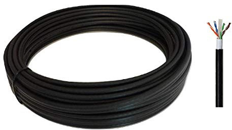 25m Cat6 Heavy Duty External SOLID COPPER Double Lined UTP Network Cable for Outdoor Use BLACK Coiled 50m 100m 305m