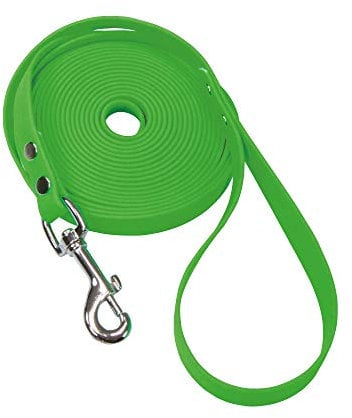 Schecker Biothane Schleppleine grün 5 m / 9 mm Fährtenleine Mantrailing Übungsleine Hundeleine mit Handschlaufe