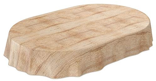 ANRO Abwaschbare Tischdecke Holz Braun – Oval mit Einfassung – Wachstuch mit Rand, pflegeleicht 280 x 140 cm (Oval)
