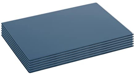 Harbour Housewares Glass Placemats - 30x20cm - Blue - Pack of 6 - Dining Table Place Mats Glass Plate Tabletop Protector for Kitchen Dinner, Worktops