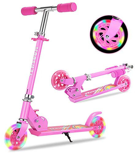 TENBOOM Roller Kinder Scooter 6 Jahre, 2 LED aufleuchten Räder Tretroller Kinder Roller 3 Jahre Mädchen Jungen Klappbar höhenverstellbar hinterradbremse Roller für 3-10 Jahre