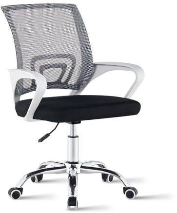 TUKAILAI Bürostuhl Ergonomisch, Schreibtischstuhl aus Netzstoff, Chefsessel mit Lendenwirbelstütze, Armlehne, Höhenverstellbar, 360° Drehbar, Computerstuhl Arbeitsstuhl für Zuhause Büro, Weiß
