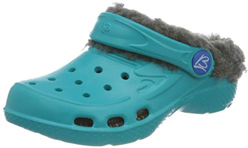 Beck Unisex Kinder Clogs warm Flacher Slipper, Türkis, 24 EU