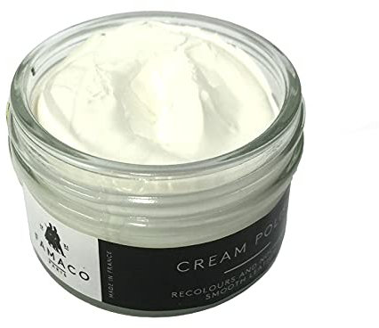Famaco 50ml White Leather Deluxe Cream Polish for Boot and Shoe with Application Sponge - Long Lasting Shine Protector Kit for Boots and Shoes