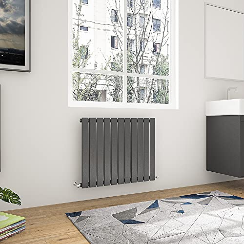 Acezanble 600x748mm Horizontal Flat Panel Radiator Anthracite Single Modern Central Heating Radiators for Bathroom Kitchen Living Room
