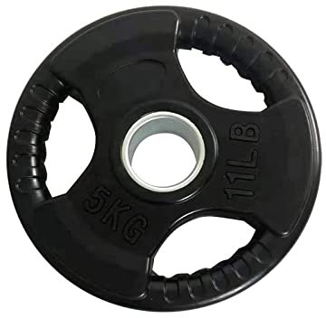 jiande Olympic Weight Plates – Rubber Coated Cast Iron Weights, Tri Grip Radial, Range of Weights & Sizes Black, 2.5kg*2, 5kg*2 (Size : 5kg*2)