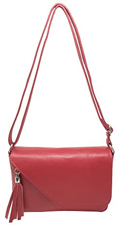 Chicca Borse Tracollina Borsa Donna in Pelle Italiana Borsetta a Spalla (Rosso)