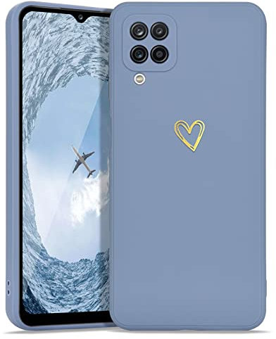 Lafunda für Samsung Galaxy A12 Hülle,Hanyhülle für Samsung M12 Case UltraDünn Silikonhülle süß Liebesherz Schutzhülle stoßfest mit Fallschutz Cover für Samsung Galaxy A12/M12 Blau