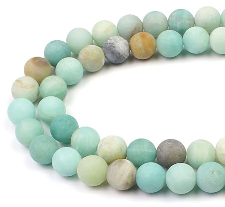 MJDCB Natural Round Stone Beads 10mm Frosted Amazonite Loose Gemstone Beads for Jewelry Making Bracelet Necklace 35pcs