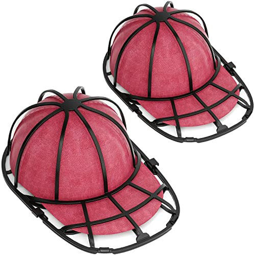 Cap Washer,Jaula de protección para lavar gorras de béisbol en lavadora o lavavajillas y estante para guardar gorras de béisbol para adultos y niños (negro, de 2)