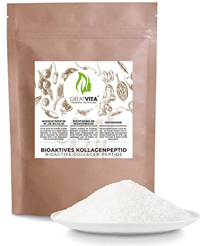 GreatVita Bioaktives Kollagen Pulver 2.4 kg | Premium Qualität - reines Pulver | Hydrolysat Peptide Typ Collagen Protein - Geschmacksneutral, ohne Zusätze | GreatVita
