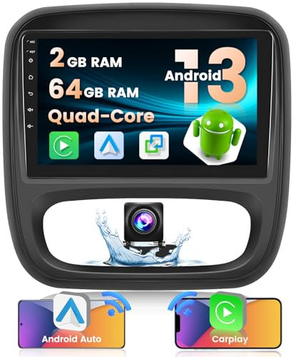 Hikity Android 15 Autoradio mit Navi für Opel Vivaro B Renault Trafic FIAT Talento Nissan NV 300 Radio Wireless Carplay Android Auto Mirror Link 9'' Autoradio mit Bildschirm Bluetooth WiFi FM RDS