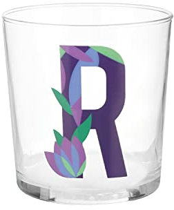 KASANOVA Bicchiere acqua con lettera R in vetro viola Acqua,Tavola
