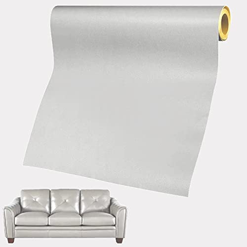 Leder Reparatur Set Patch Kit, 60 x 137cm Lederflicken Selbstklebend, Kunstleder Patch für Sofas, Autositze, Bürostuhl, Handtasche, Kopfteil (Hellgrau)