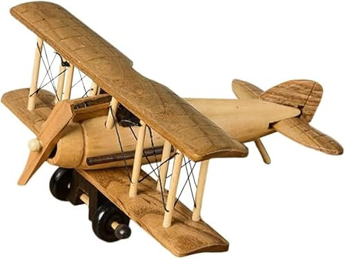Vintage Flugzeug Modell Retro Mini Holz Doppeldecker Flugzeugmodell Spielzeug Dekorative Flugzeug Segelflugzeug Doppeldecker Anhänger Modell Flugzeug Doppeldecker Geeignet Home Desk Weihnachtsbaum (I)
