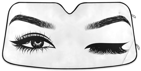 ODAWA Auto Windschutzscheibe Sonnenschutz - Blinken Frauen Mädchen Augen Faltbar, Blockiert UV-Strahlen für Frontscheibe