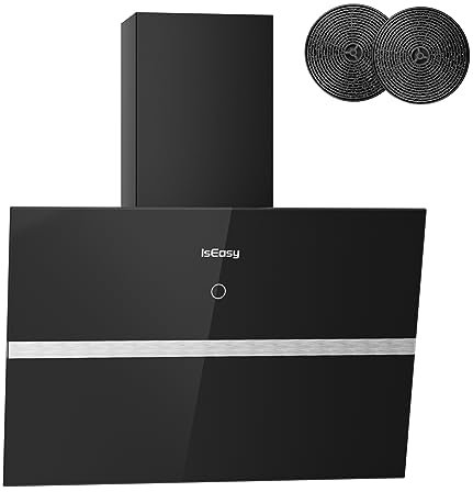 Campana extractora de 60 cm, extractor de aire recirculante con potente potencia de succión de 578 m³/h, 4 niveles de ajuste, modo de extracción, temporizador de 1 a 9 minutos, 58 dB, eficiencia A++