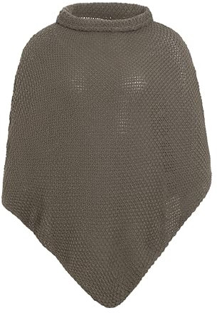 KNIT FACTORY - Coco Gestrickter Poncho - Damen Strickponcho mit Rundhals - Strick Pullover - Mit Wolle - Hochwertige Qualität - Cappuccino
