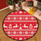 keepcute Runder Weihnachtsteppich im Boho-Stil mit Weihnachtsbaum und Hirsch, für Schlafzimmer, Wohnzimmer, Arbeitszimmer, Spielen, rutschfeste Bodenmatte, Teppich, Heimdekoration, Teppich, 91 cm