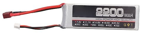 2200mAh 2S Lipo Akku, 7.4V 35C High Power Lipo Akku mit XT60 Stecker oder T Stecker für RC Flugzeug, Helikopter, Quadcopter, FPV Renndrohne, XH Balance Head, 4.1x1.4x0.6in