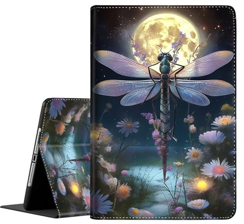 Case for iPad Air 4th / 5th Generation 10.9 2020/2022, iPad Pro 11(2022/2020/2021/2018) and iPad Air 4/5, Slim Folding Stand Cover with Auto Wake/Sleep, Dragonfly Moon