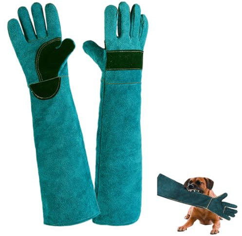 KGDUYC Gants et Rouleaux de toilettage Chien,Les Gants en Cuir de Vache Anti-déchirure et Anti-Morsure Peuvent entraîner Les Animaux à se Nourrir et des Gants de Protection Anti-Morsure (45 cm)
