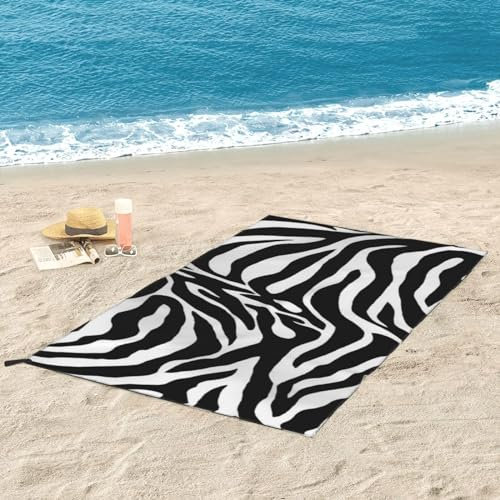 DENMER Schnell trocknendes Handtuch mit Zebramuster, super saugfähig und leicht, Mikrofaser-Handtuch für Outdoor-Abenteuer und Heimgebrauch