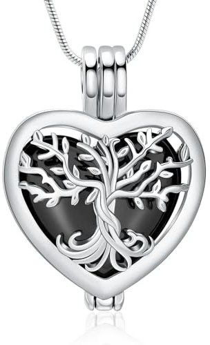 VCCWYQK Tree of Life Urn Necklace for Ashes with Hollow Glass Vial Cylinder Cremation Jewelry Keepsake Memorial Lockets for Women Men Pet Ashes Holder (G)