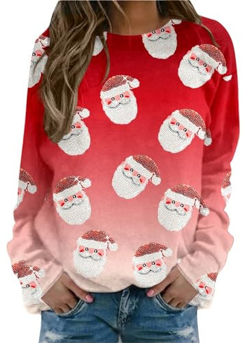 XTBFOOJ Weihnachten Hoodies Oversized Rentier Bambi Schneemann Weihnachtsdruck Handtasche Damen Damen Langarmshirt Flauschige Jacke Damen Streetwear Longsleeve Damen eng wintermantel
