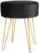 Harbour Housewares 1x Noir/Or H40 x D35cm Rond Repose-Pieds en Velours - Petit Salon Mettre la Table Tabouret Ottoman Pouf Chaise Siège